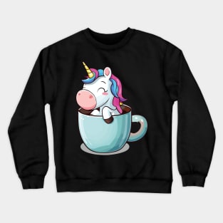 Unicorn in Coffee Cup Stay Woke Kawaii Crewneck Sweatshirt